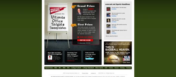 Comcast.net Sports Ultimate Office Tailgate Sweepstakes