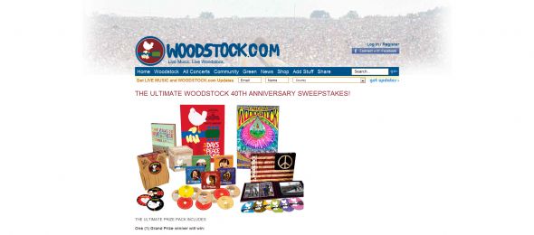 Woodstock.com 40th Anniversary Giveaway Sweepstakes