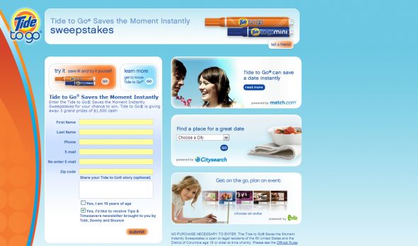 Tide to Go Saves the Moment Instantly Sweepstakes