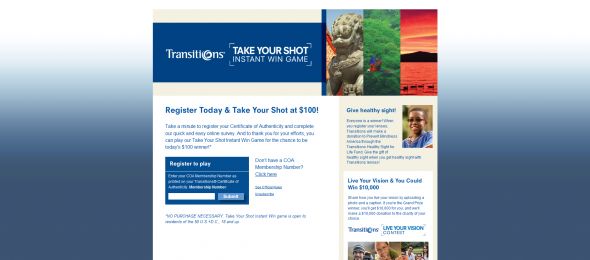 Transitions Take Your Shot Instant Win Promotion
