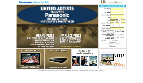 The United Artists / Panasonic 90th Anniversary Sweepstakes