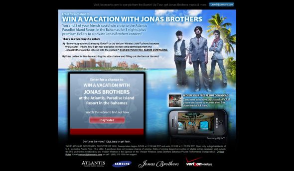 Verizon Wireless Jonas Brothers – Bahamas Private Performance Sweepstakes