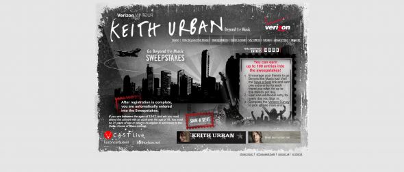 Verizon VIP Tour Keith Urban Beyond the Music Instant Win Game & Sweepstakes