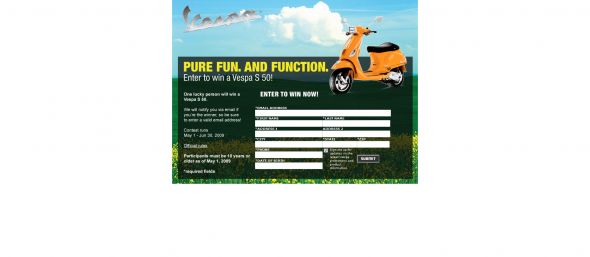 Vespa Pure Fun. And Function. Sweepstakes