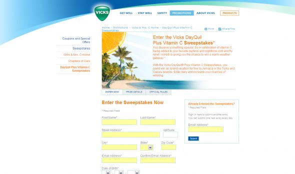 Vicks DayQuil NyQuil Plus Vitamin C Sweepstakes