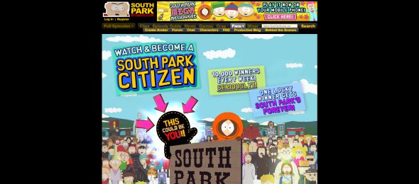 Comedy Central & South Park Studios.com Watch & Become a South Park Citizen For A Day Sweepstakes