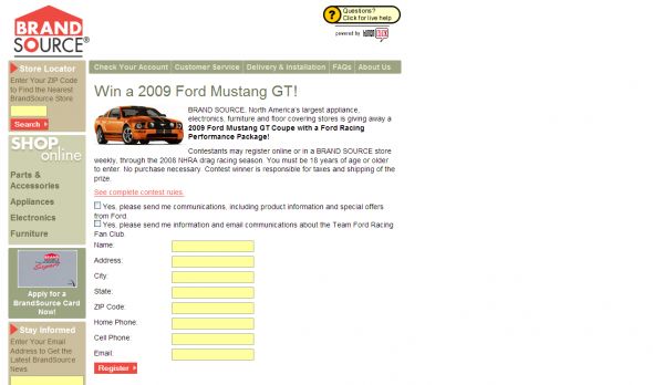 The BrandSource/Ford Racing Sweepstakes