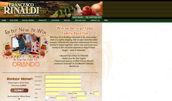 Francesco Rinaldi Family Vacation In Orlando Sweepstakes