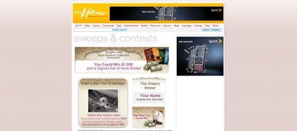 Lifetime 2009 Nora Roberts Collection Sweepstakes