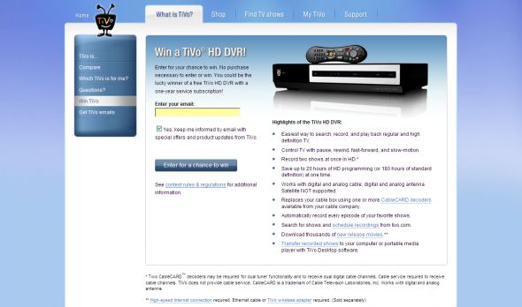 Win a TiVo HD Sweepstakes