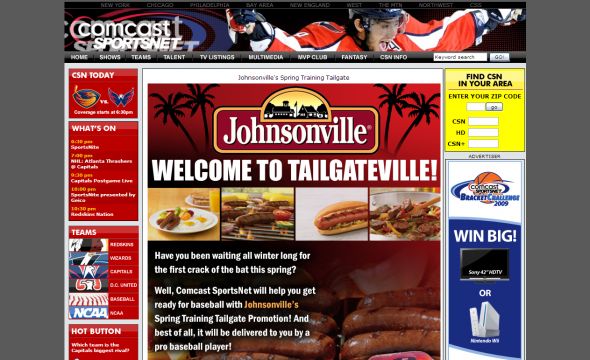 Comcast SportsNet Johnsonville Spring Training Tailgate Promotion