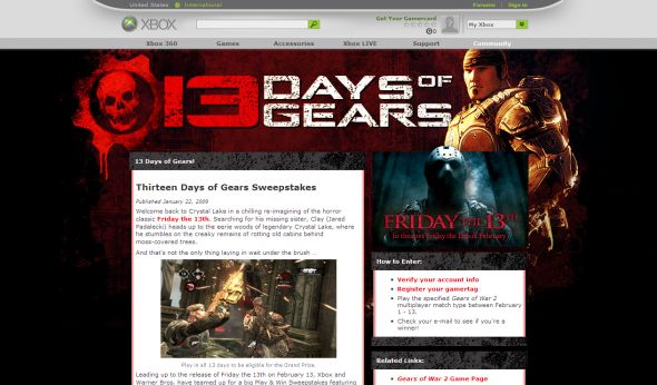 Microsoft and  Warner Brothers 13 Days of Gears Sweepstakes