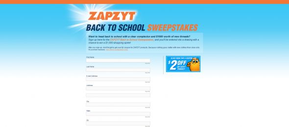 ZAPZYT Back to School Shopping Spree Sweepstakes