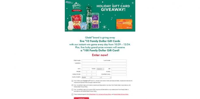 Glade Family Dollar Gift Card Sweepstakes