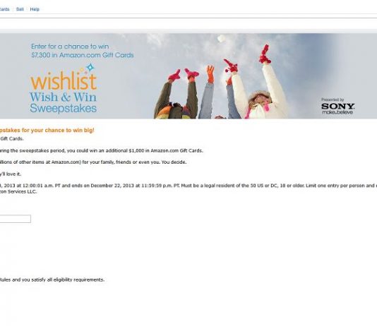 Amazon.com and Sony Wish & Win Sweepstakes