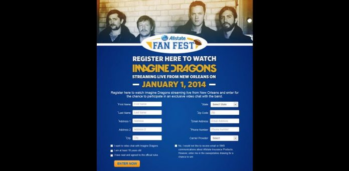 #3990-Allstate Fan Fest 2014 - Register to live stream Imagine Dragons-www_allstatefanfest_com