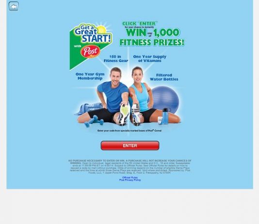 Post Health On Track Sweepstakes