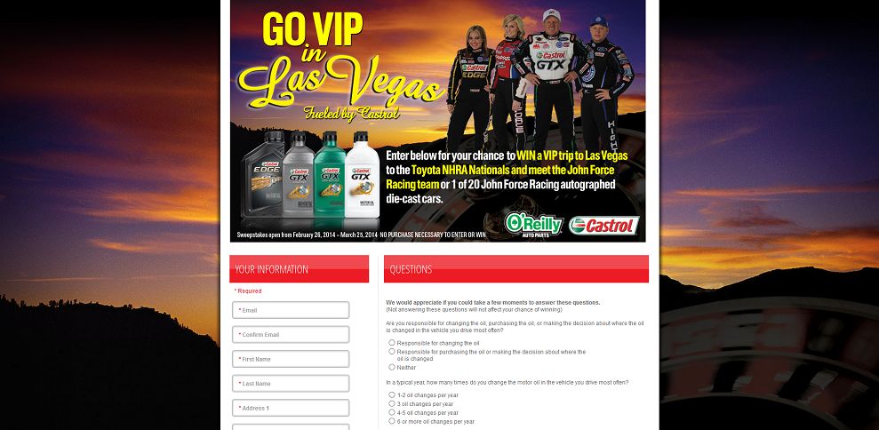 Castrol High Roller Sweepstakes