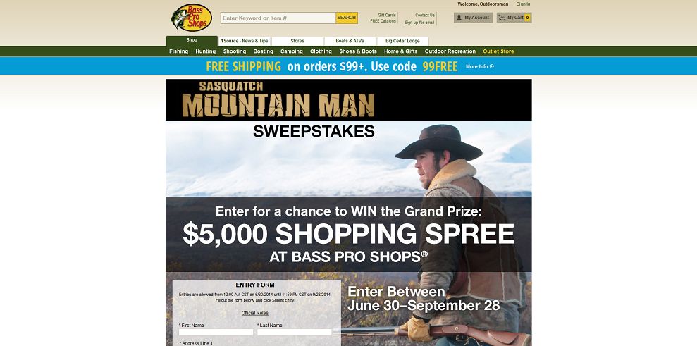 Bass Pro Shops Mountain Man Sweepstakes