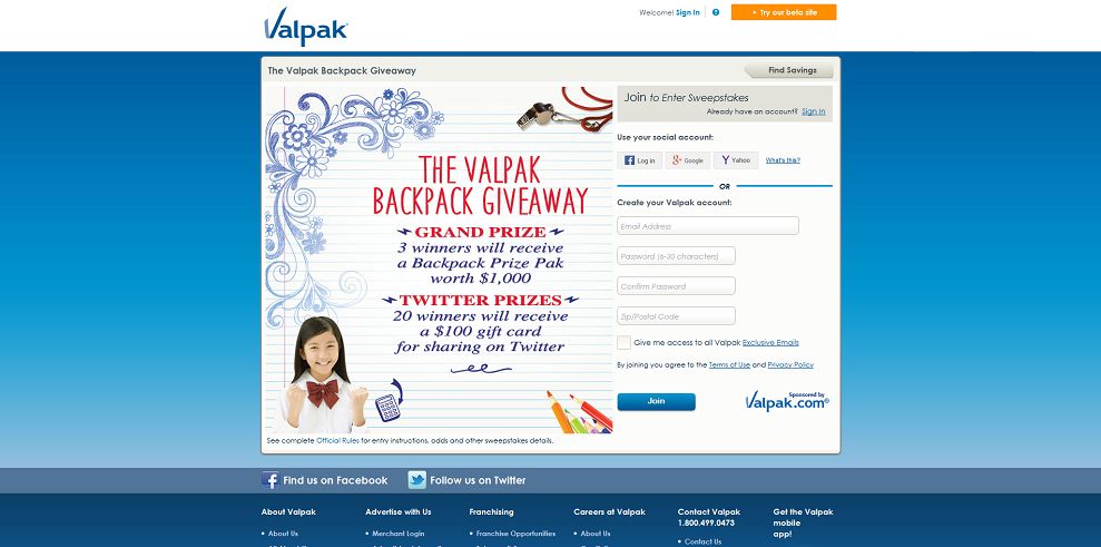 Valpak Backpack Giveaway