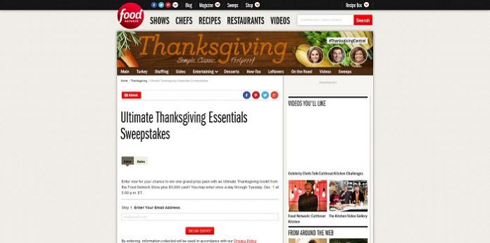 Food Network Ultimate Thanksgiving Essentials Sweepstakes Food Network Ultimate Thanksgiving Essentials Sweepstakes