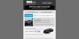 Chrysler Big Finish Giveaway : Win the Chrysler vehicle of your choice !