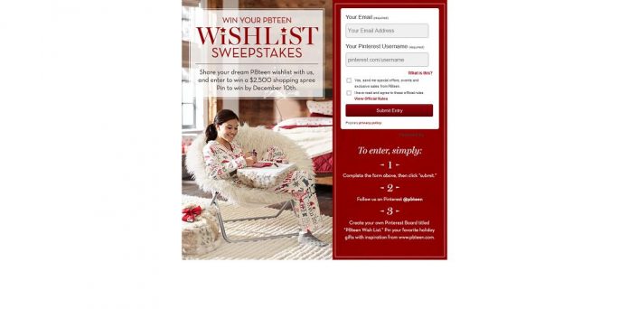 PBteen Win You Wish List Pinterest Sweepstakes