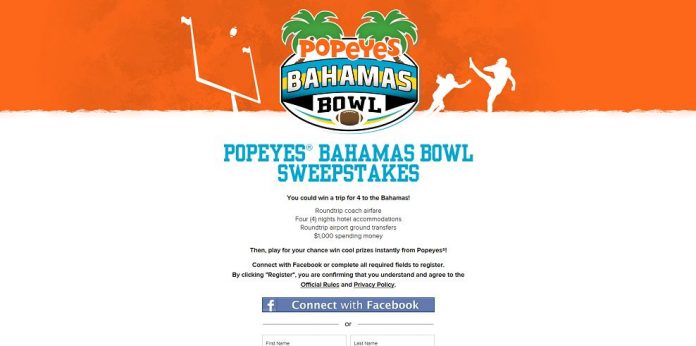 Popeyes Bahamas Bowl Sweepstakes