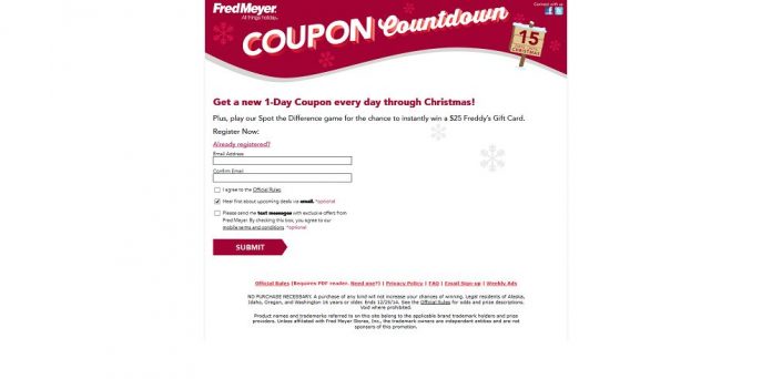 Fred Meyer Coupon Countdown Instant Win Game (FredMeyer.com/Holiday)