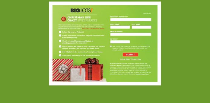 Big Lots Christmas Like Crazy Sweepstakes