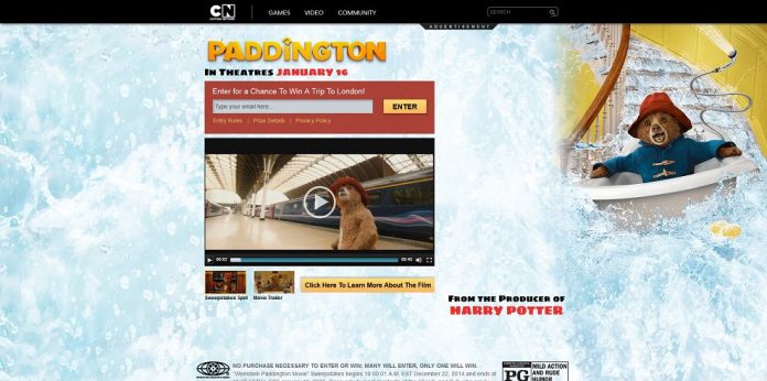 Cartoon Network Paddington Movie Sweepstakes (cartoonnetwork.com/paddington)