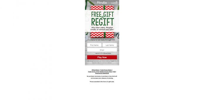 Trulia Free Gift or Regift Instant Win Game Trulia Free Gift or Regift Instant Win Game