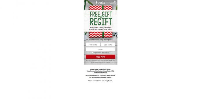 Trulia Free Gift or Regift Instant Win Game