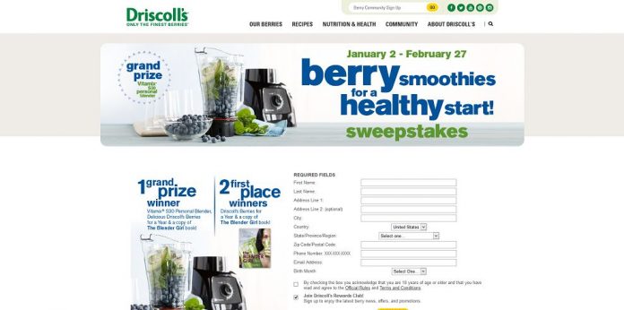 Driscoll's Berry Smoothies For A Healthy Start Sweepstakes