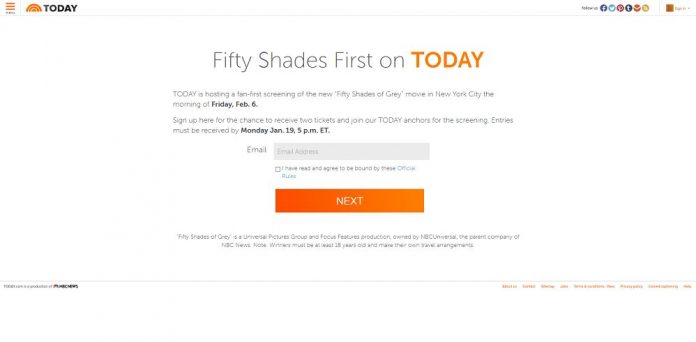 Fifty Shades First on TODAY Sweepstakes