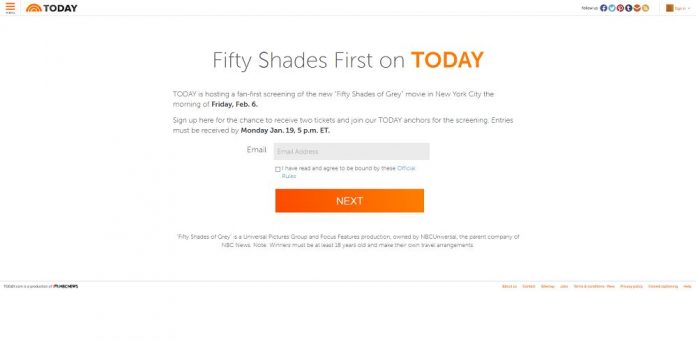 Fifty Shades First on TODAY Sweepstakes Fifty Shades First on TODAY Sweepstakes