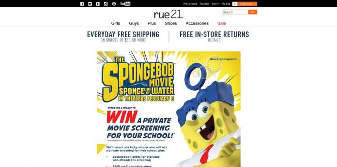 rue21 Sponge Bob Private Screening Sweepstakes - rue21.com/SpongeBob