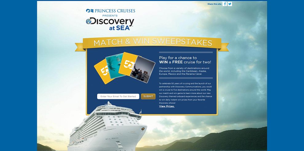 Discovery At Sea Match And Win Sweepstakes: Win A Free Cruise For Two!