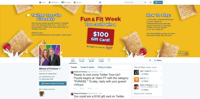 Wheel of Fortune Post Shredded Wheat Twitter Toss-Up Giveaway