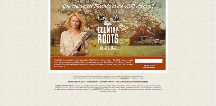 Ram Trucks Country Roots Sweepstakes - ACMAMiranda.com
