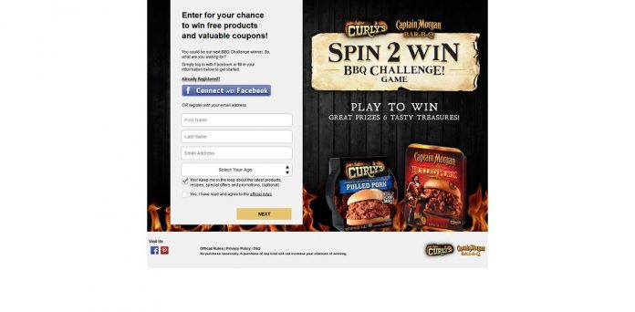 Curly's And Captain Morgan Spin 2 Win BBQ Challenge Game - CurlysSpin2Win.com