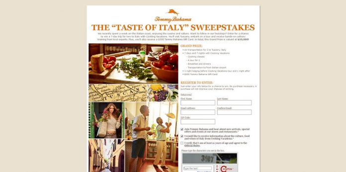 Tommy Bahama's Taste of Italy Sweepstakes Tommy Bahama's Taste of Italy Sweepstakes