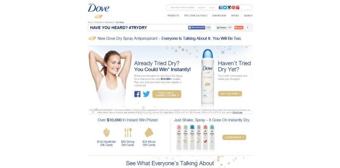 Dove Dry Spray Instant Win