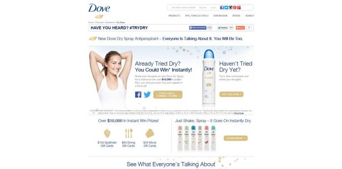 Dove Dry Spray Instant Win Dove Dry Spray Instant Win