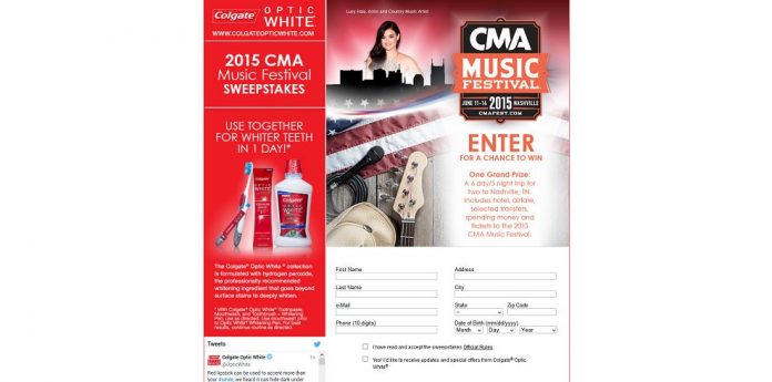 Colgate Optic White CMA Music Festival Sweepstakes