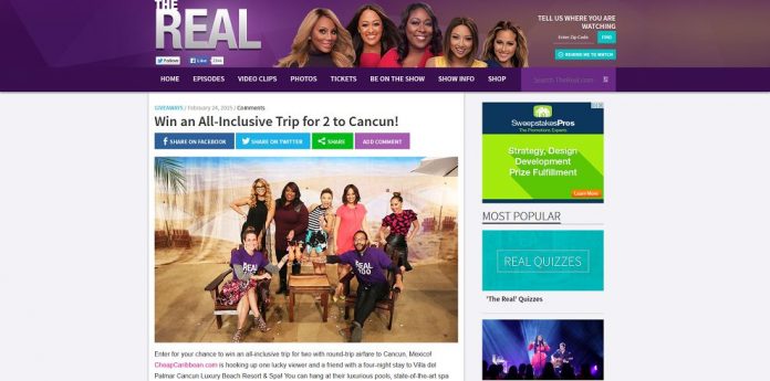 The Real All-Inclusive Trip for 2 to Cancun Sweepstakes