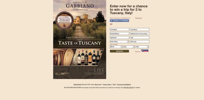 Taste of Tuscany Sweepstakes