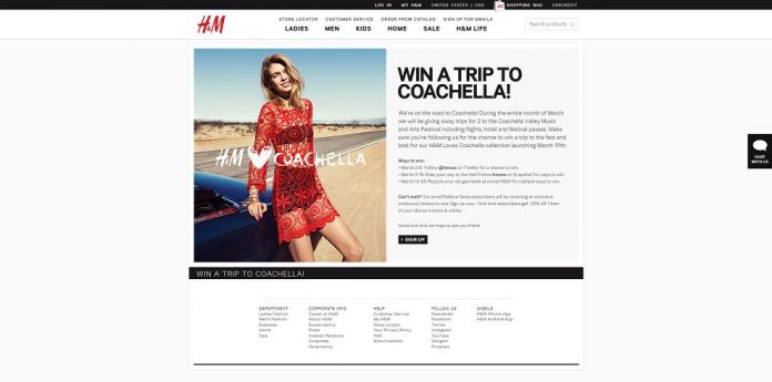 H&M Win A Trip To Coachella Contest