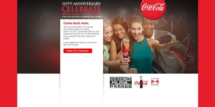 Coca-Cola And Bow Tie Cinemas Anniversary Instant Win and Sweepstakes (bowtie115.com)