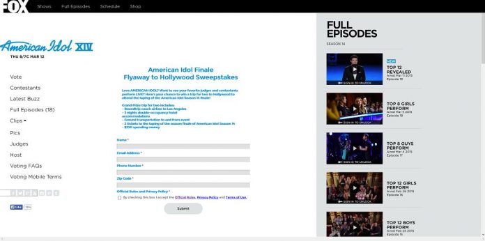 American Idol Finale Flyaway to Hollywood Sweepstakes
